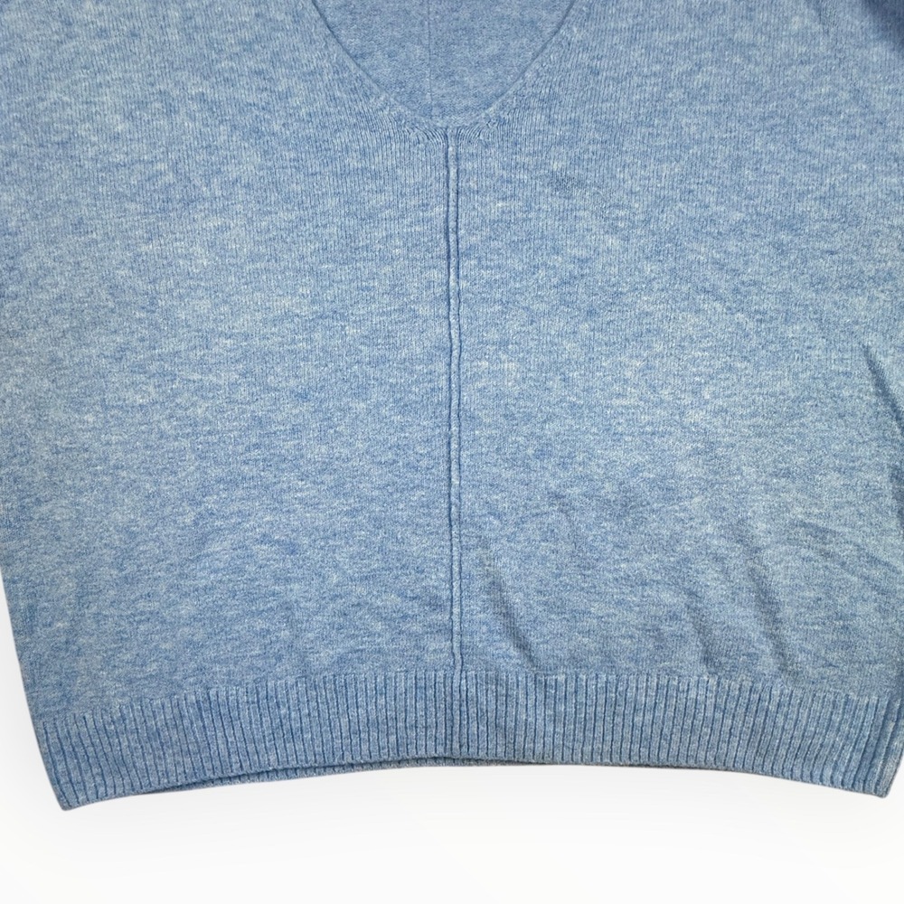 Vince Camuto V-Neck Sweater Women XL Blue Relaxed Seam Detail Pullover - Picture 6 of 11